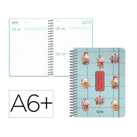 AGENDA ESCOLAR MARCA LIDERPAPEL 26-27 ESPIRAL ORIENTAL DIA PAGINA A6+ BILINGUE 80G PAPEL FSC MIX