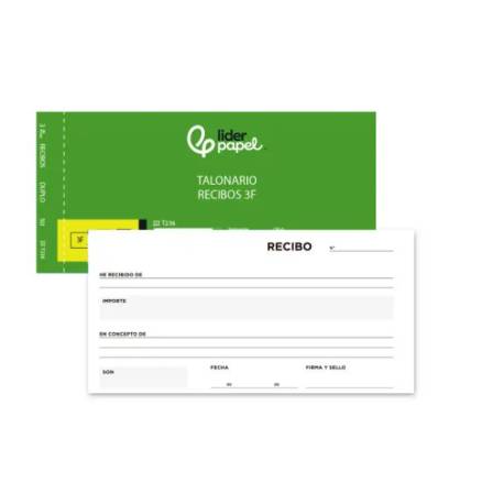 TALONARIO LIDERPAPEL RECIBOS 3/Fº ORIGINAL Y COPIA T236 SIN MATRIZ