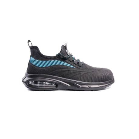 ZAPATOS DE SEGURIDAD MARCA SAFETOP COMBIO SPORT TEJIDO POLIESTER 3D SUELA PU BIDENSIDAD 1P TALLA 45 COLOR NEGRO/AZUL