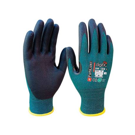 GUANTES DE NITRILO MARCA SAFETOP FORTILUX ANTICORTE FOAM 18 G CON REFUERZO OEKO TALLA 10