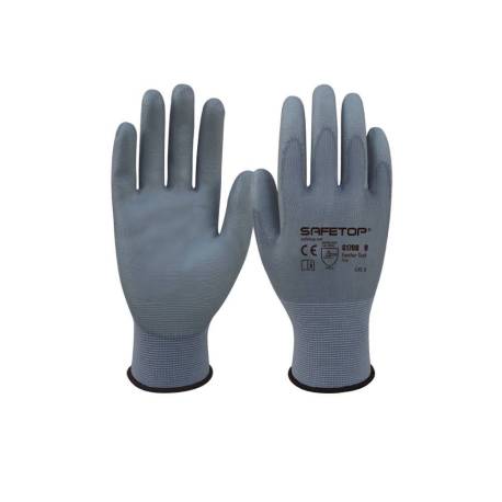 GUANTES DE POLIURETANO MARCA SAFETOP FEATHER TASK SINTETICO TALLA 9