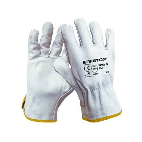 GUANTES DE PIEL MARCA SAFETOP ABA STANDARD EN388 100 C COLOR BLANCO TALLA 10