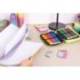 PLUMIER ESCOLAR MARCA MILAN COLECCION SUNSET DOBLE CREMALLERA CON ACCESORIOS COLOR TURQUESA 198X143X40 MM