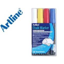Rotulador Artline EPW-4 para pizarra tipo tiza colores surtidos Bolsa de 4 unidades