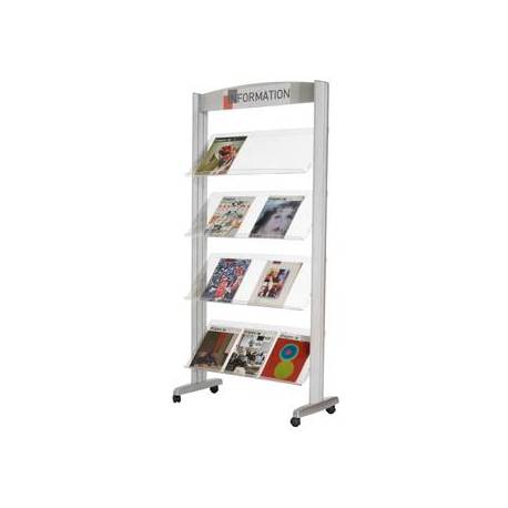 Expositor fast-paperflow de suelo metalico baldas transparentes 4 estantes