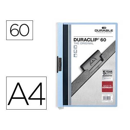 Carpeta dossier con pinza central duraclip Durable 60 hojas Din A4 azul