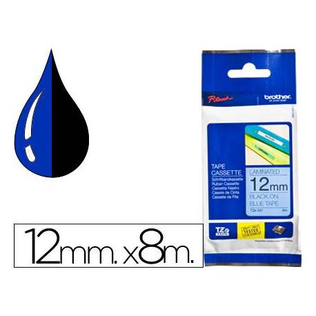 Cinta Brother TZE-531 12mm (ancho) x 8m (largo) laminada azul/negro