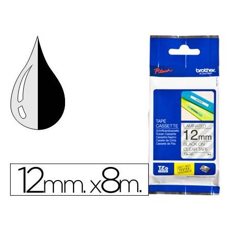 Cinta Brother TZE-131 12mm (ancho) x 8m (largo) transparente/negro