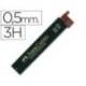 Minas Faber Castell de grafito 9065 de 0,5 mm 3H. Estuche de 12 minas.