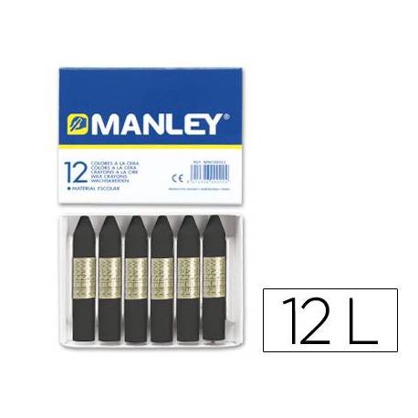 Lapices cera blanda Manley caja 12 unidades color negro