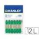 Lapices cera blanda Manley caja 12 unidades color verde natural