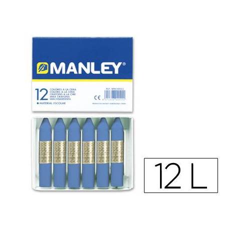 Lapices cera blanda Manley caja 12 unidades color azul ultramar