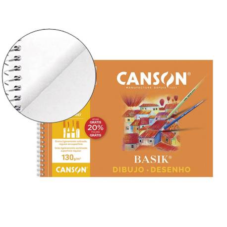 Bloc de dibujo espiral Basik Canson Din A4 20 hojas 130 gr