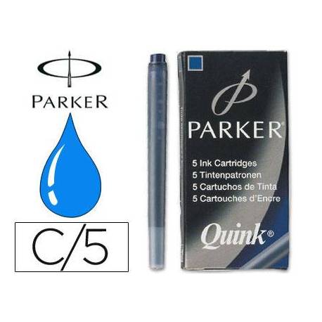 Tinta estilografica parker color azul permanente caja de 5 cartuchos
