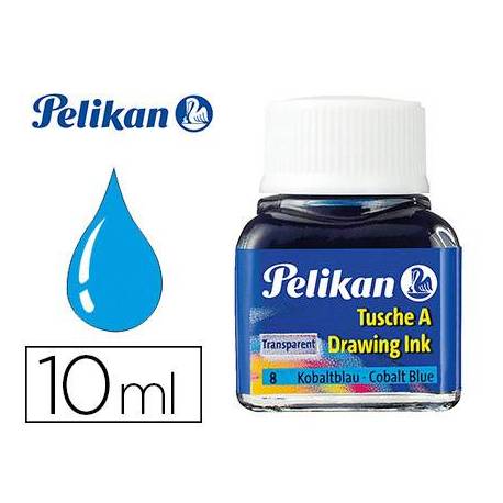 Tinta china pelikan color azul cobalto bote de 10 ml.