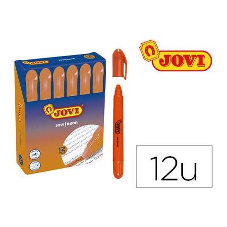 MARCADOR DE CERA GEL JOVI FLUORESCENTE COLOR NARANJA CAJA DE 12 UNIDADES