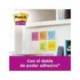 BLOC DE NOTAS ADHESIVA QUITA Y PON POST-IT SUPER STICKY 76X76 MM 90 HOJAS COLORES SURTIDOS PACK DE 21 + 3