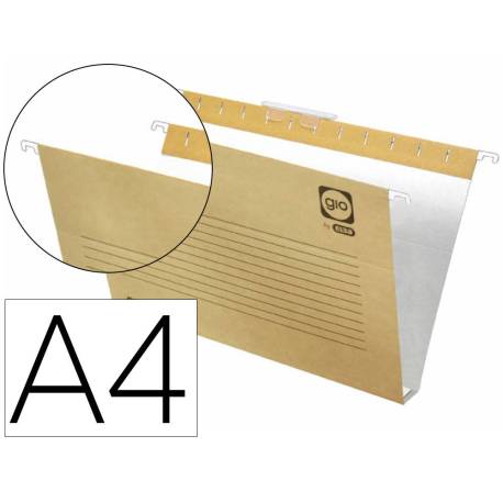Carpeta colgante Gio Din A4 con visor superior Kraft eco Lomo 30 mm