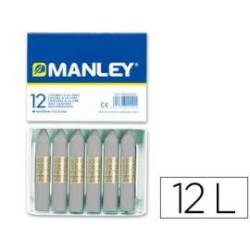 Lapices cera blanda Manley caja 12 unidades color gris