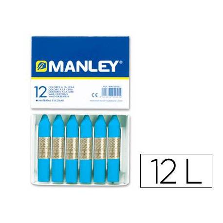 Lapices cera blanda Manley caja 12 unidades color azul cobalto