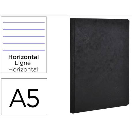Libreta Clarefontaine negro A5 tapa cartulina rayado horizontal 96 hojas