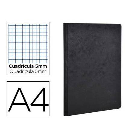 Libreta Clarefontaine negro A4 tapa cartulina cuadriculado 5mm 96 hojas