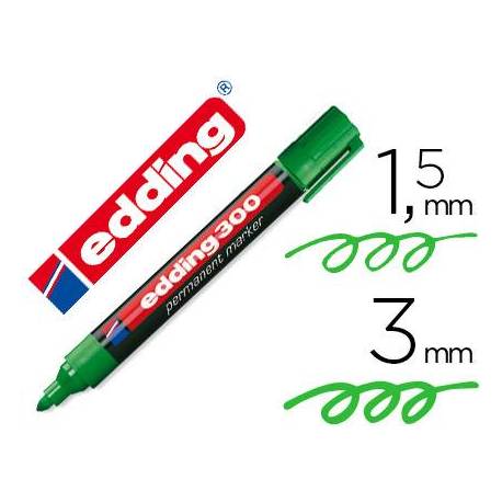 Rotulador Permanente Edding 300 Verde Punta Redonda