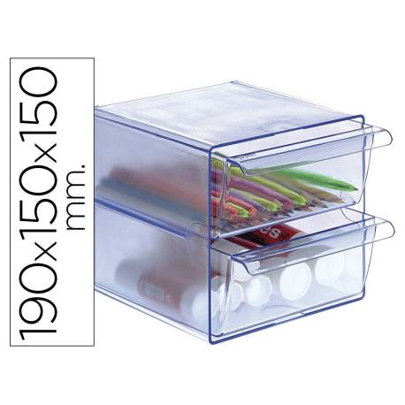 Archicubo Archivo 2000 organizador con 2 cajones color azul transparente