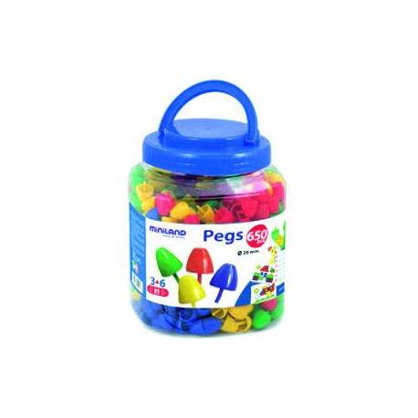 Juego Didactico a partir de 3 años Pegs 20mm 650 piezas marca Miniland