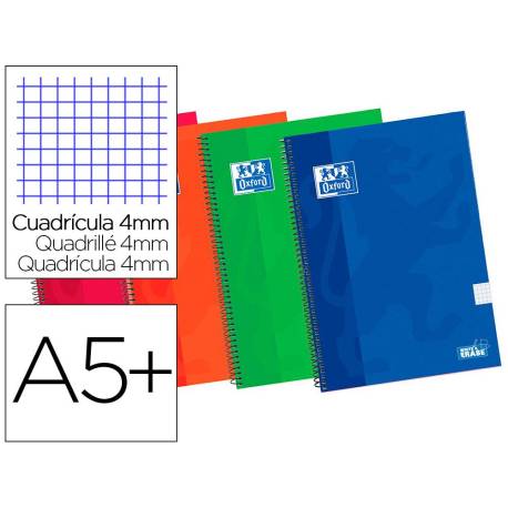 Bloc espiral Oxford tapa extradura cuarto cuadricula 4mm 80 hojas