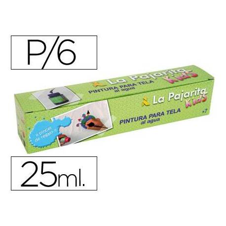 Set pintura para tela La Pajarita colores surtidos y pincel