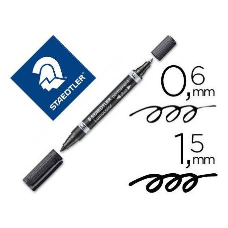 Rotulador Permanente Staedtler Lumocolor Dúo 348 Negro Doble Punta