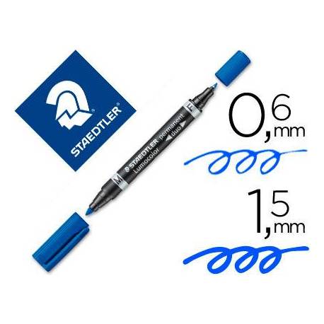 Rotulador Permanente Staedtler Lumocolor Dúo 348 Azul Doble Punta