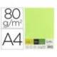 PAPEL COLOR MARCA LIDERPAPEL DIN A4 80 GR VERDE NEON PAQUETE DE 500 HOJAS