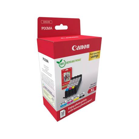 INK-JET CANON CLI-571XL PIXMA MG6852/TS6050/TS8050 MULTIPACK DE 4 NEGRO/AMARILLO/CIAN/MAGENTA 0332C006