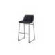 TABURETE ALTO MARCA ROCADA CON ASIENTO Y RESPALDO BAJO TAPIZADO TELA IGNIFUGA BASE METALICA ACERO COLOR NEGRO