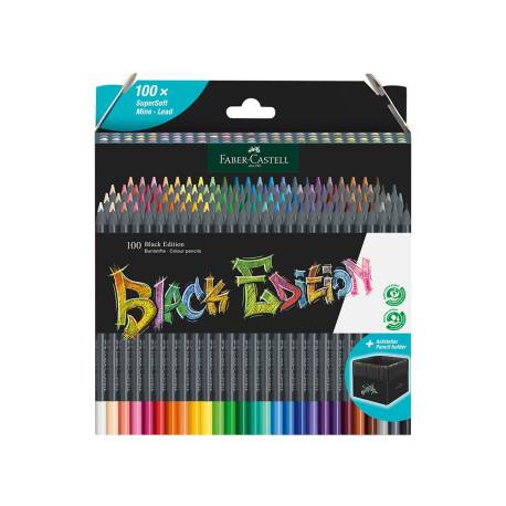 LAPICES DE COLORES MARCA FABER CASTELL EDICION BLACK SOPORTE DE 100 UNIDADES COLORES SURTIDOS