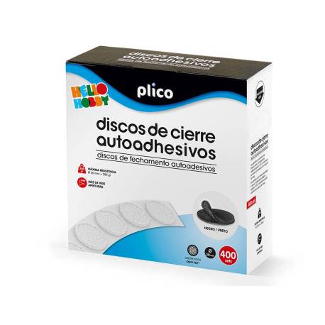 DISCO DE CIERRE PLICO VELCRO AUTOADHESIVO 20 MM DIAMETRO NEGRO CAJA DE 400 UNIDADES