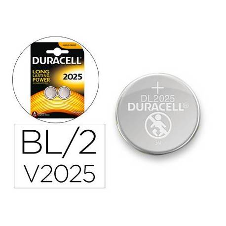 Pila alcalina boton marca Duracell CR2025 Blister 2 unidades