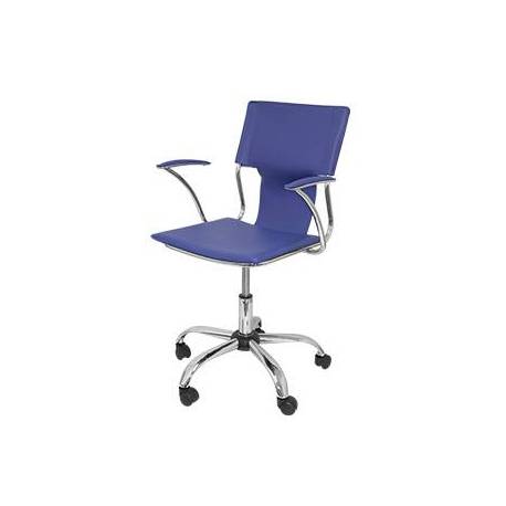 Silla giratoria pyc respaldo medio regulable en altura similpiel color azul 860+90x480x440 mm