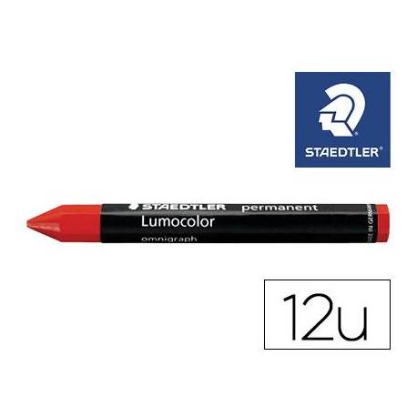MINAS STAEDTLER PARA MARCAR COLOR ROJO LUMOCOLOR PERMANENTE OMNIGRAPH 236 CAJA DE 12 UNIDADES