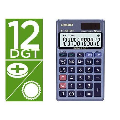 Calculadora Bolsillo Casio SL-320TER con 12 digitos Azul