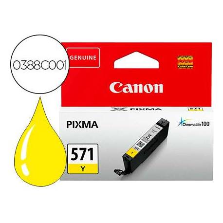 Cartucho Canon CLI 571 Pixma color amarillo ts5051 / ts6050 / ts8051 / ts9050
