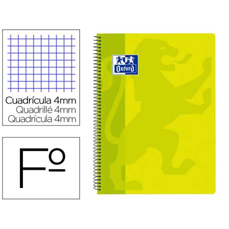 Bloc Oxford Folio School Classic Cuadricula 4 mm 80 hojas Verde lima