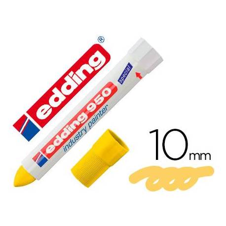 Rotulador Edding 950 permanente amarillo opaco con punta gruesa y redonda de 10mm