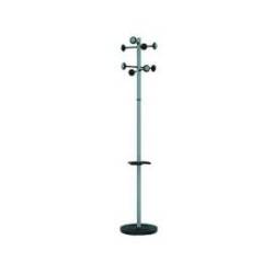 PERCHERO METALICO MARCA UNILUX ACCUEIL PIE 8 COLGADORES CON PARAGUERO Y BANDEJA GOTEO GRIS METALIZADO 177 X 38 CM