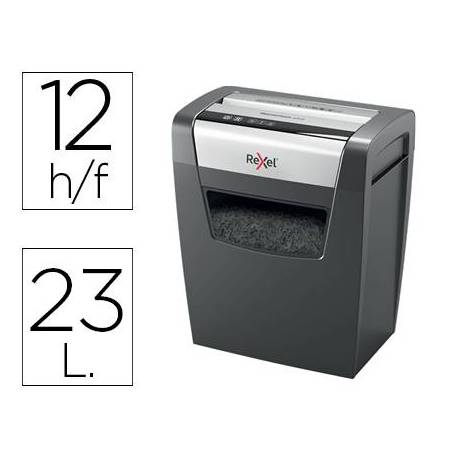 Destructora de documentos Rexel Momentum X312 en confeti 12 hojas 23 L Nivel de seguridad 3 Negro