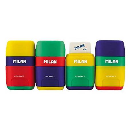 Sacapuntas Milán plástico con goma compact (NO SE PUEDE ELEGIR COLOR)