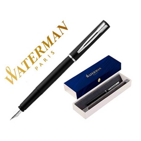 PLUMA MARCA WATERMAN ALLURE LACA NEGRA EN ESTUCHE DE REGALO TINTA AZUL