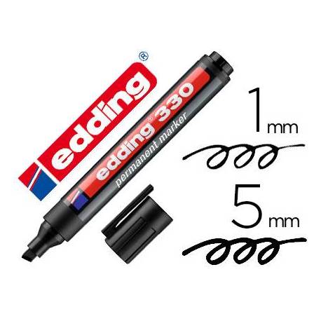 Rotulador permanente Edding 330 negro punta biselada 1-5mm recargable
